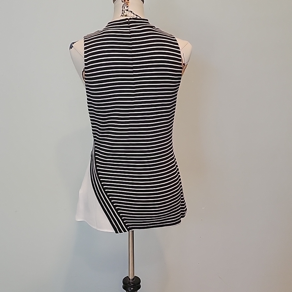 WHBM Sleeveless Black & White Striped Top S - Picture 3 of 9